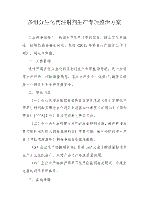 多组分生化药注射剂生产专项整治方案.docx