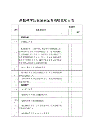 高校教学实验室安全专项检查项目表.docx