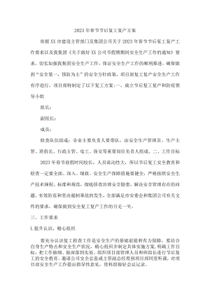 2023年春节节后施工项目部复工复产方案.docx