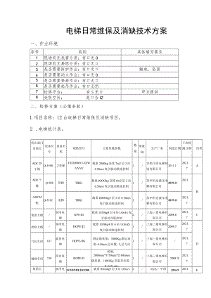 电梯日常维保及消缺技术方案.docx