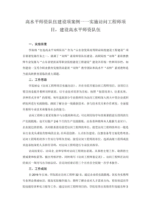 高水平师资队伍建设项案例——实施访问工程师项目建设高水平师资队伍.docx