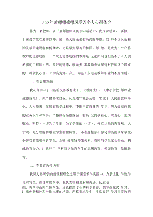 2023年公立学校教师道德师风学习个人心得体会 范文（汇编3份）.docx