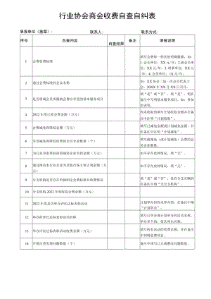 行业协会商会收费自查自纠表.docx