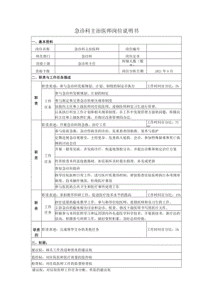 急诊科主治医师岗位说明书.docx