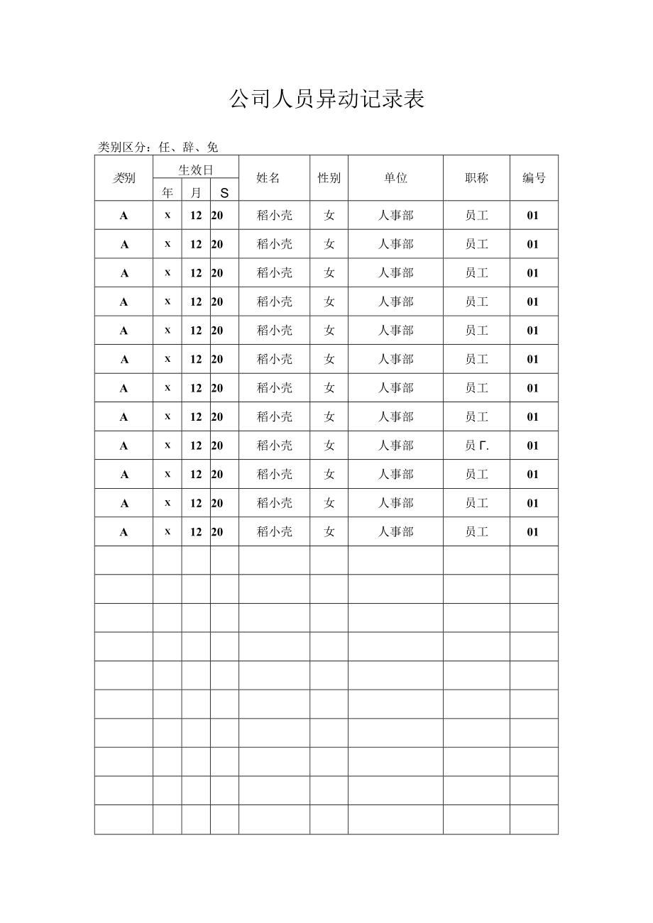 公司人员异动记录表.docx_第1页