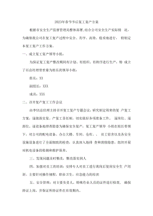 2023年公司春节节后复工复产方案 (精编5篇).docx