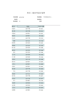科目二场内考试计划单.docx