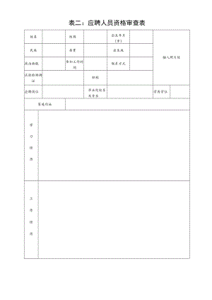 表二应聘人员资格审查表.docx