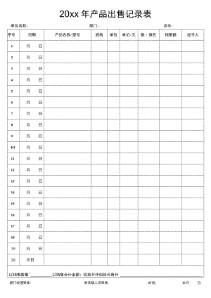 产品销售记录表.docx