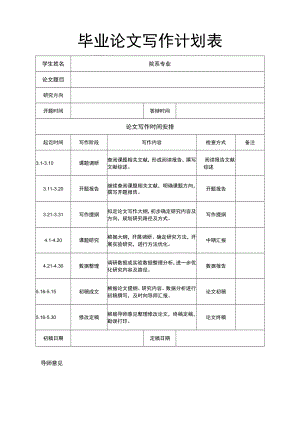 毕业论文写作进度计划表.docx