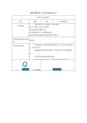 钢丝绳检查工岗位风险告知卡2023.docx