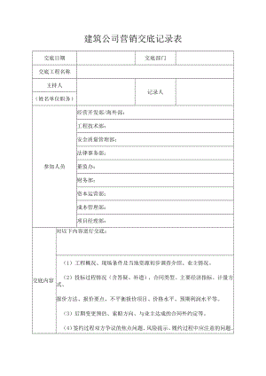 建筑公司营销交底记录表.docx