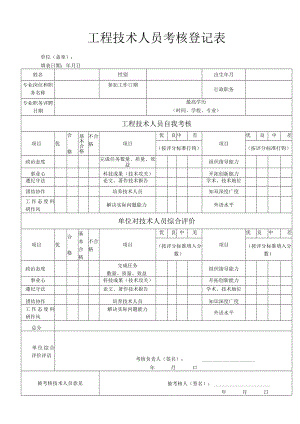 工程技术人员考核登记表.docx