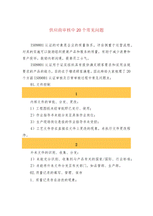 供应商审核中20个常见问题.docx