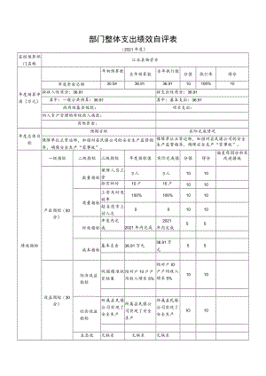 部门整体支出绩效自评表.docx