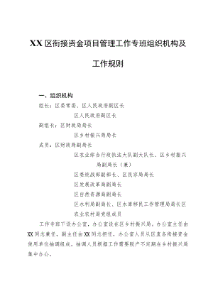 XX区衔接资金项目管理工作专班组织机构及工作规则.docx