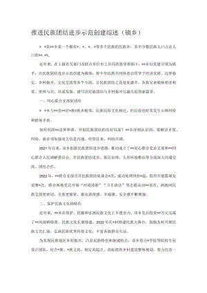 推进民族团结进步示范创建综述（镇乡）.docx