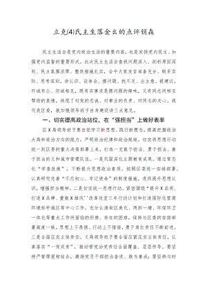 上级领导在党组民主生活会上的点评讲话.docx