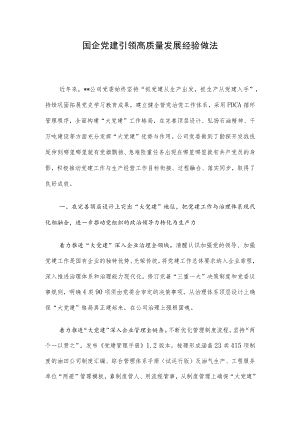 国企党建引领高质量发展经验做法.docx