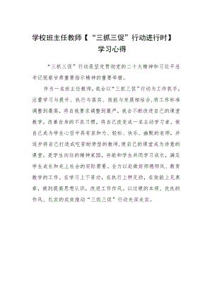学校班主任教师【“三抓三促”行动进行时】学习心得.docx