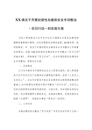 XX镇关于开展经营性自建房安全专项整治“百日行动”的实施方案.docx