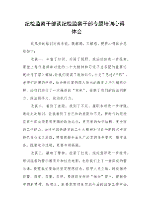 纪检监察干部谈纪检监察干部专题培训心得体会.docx