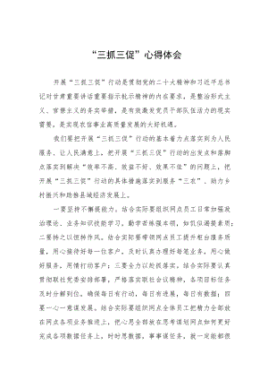 党员干部关于落实三抓三促行动心得体会三篇样本.docx