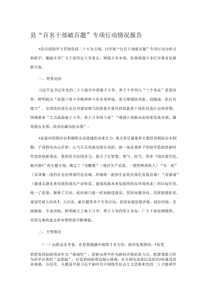 县“百名干部破百题”专项行动情况报告.docx