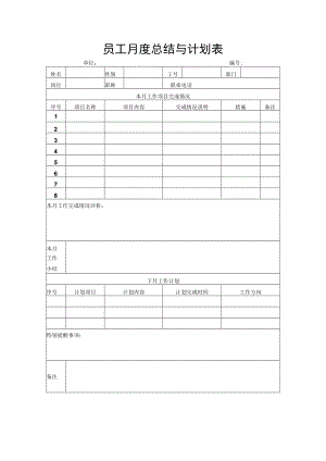 员工月度总结与计划表.docx