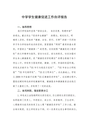 中学学生健康促进工作自评报告.docx