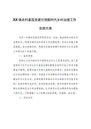 XX镇农村基层党建引领新时代乡村治理工作实施方案.docx