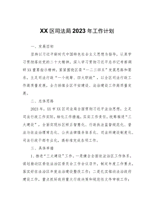 XX区司法局2023年工作计划.docx