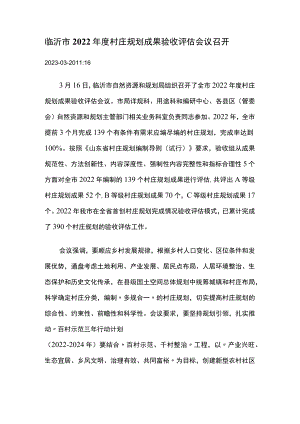 临沂市2022年度村庄规划成果验收评估会议召开.docx