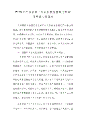 2023年纪检监察干部队伍教育整顿专题学习研讨心得体会发言 四篇.docx