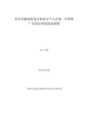 界首市颍南街道办事处对个人启事、声明等广告的证明风险流程图.docx