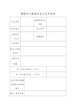 铜陵市大数据企业认定申请表.docx