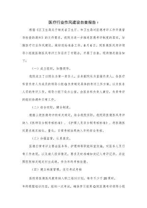 医疗行业作风建设自查报告.docx