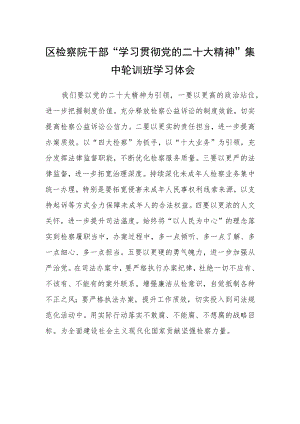 区检察院干部“学习贯彻党的二十大精神”集中轮训班学习体会.docx