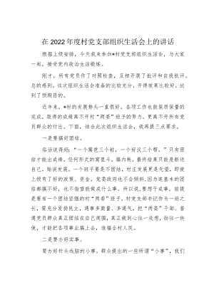 在2022年度村党支部组织生活会上的讲话.docx