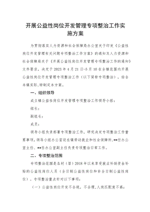 开展公益性岗位开发管理专项整治工作实施方案.docx