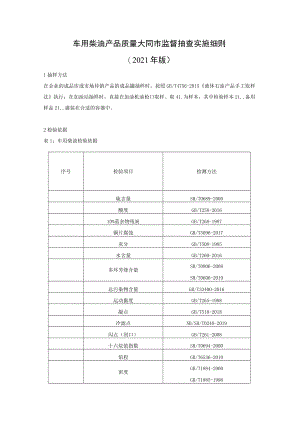车用柴油产品质量大同市监督抽查实施细则2021年版.docx