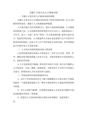集团公司关键人才流失及人才储备风险.docx