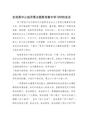 在党委中心组开展主题教育集中学习时的发言.docx