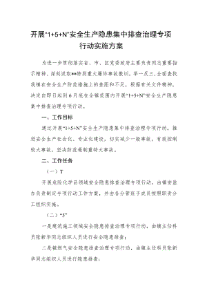 开展“1+5+N”安全生产隐患集中排查治理专项行动实施方案.docx