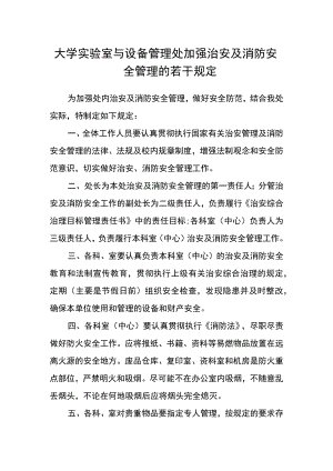 大学实验室与设备管理处加强治安及消防安全管理的若干规定.docx