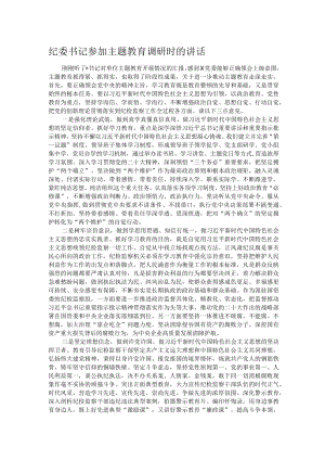 纪委书记参加主题教育调研时的讲话.docx