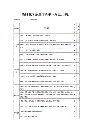 教师教学质量评价表（学生用表）.docx