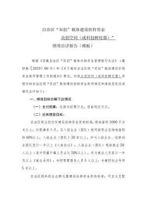自治区“双创”载体建设扶持资金绩效自评报告、使用绩效目标自评表、年度运营绩效考核自评报告、自评表、承诺书（模板）.docx
