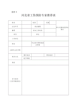 河北省工伤预防专家推荐表.docx