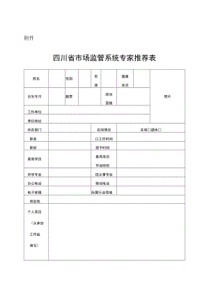 四川省市场监管系统专家推荐表.docx